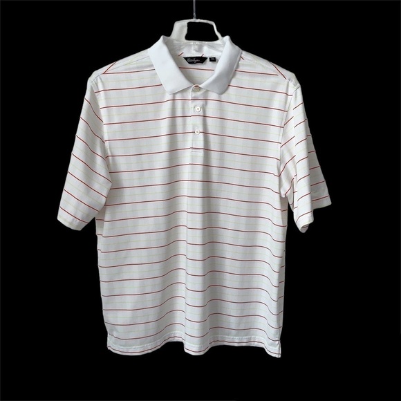 Golf Polo Shirt Mens XL Short Sleeve White Striped textured casual Walter Hagen - Picture 1 of 11